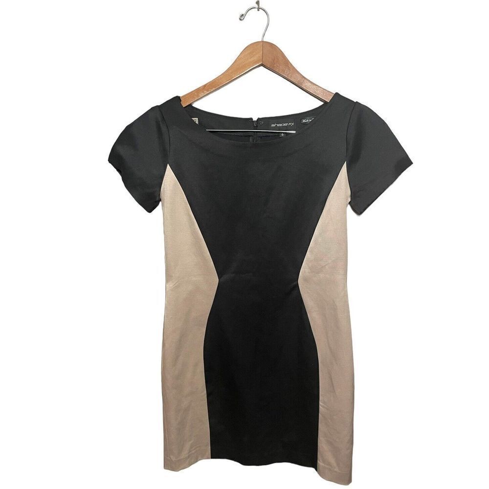 Shape FX Sheath Slimming Dress Women’s 6 Short Sleeve Boat Neck Colorblock